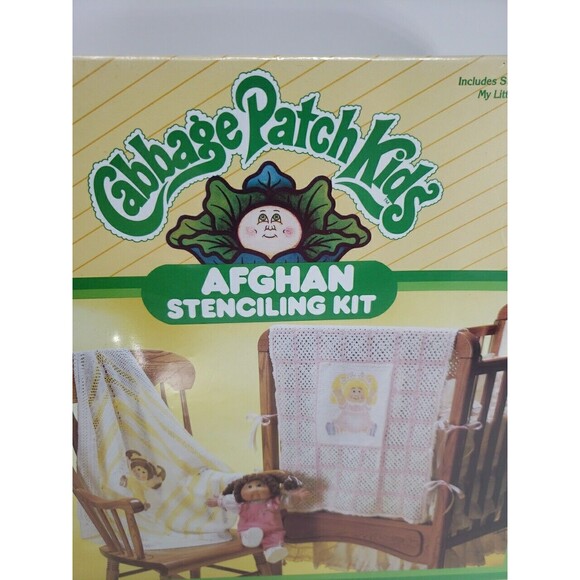 1984 Cabbage Patch Kids Afghan Stenciling Kit New Old Stock Sealed USA Vintage - Picture 3 of 16
